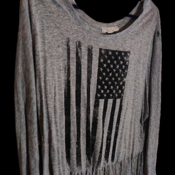 Grey American Flag Long Sleeve Shirt - Picture 2 of 4